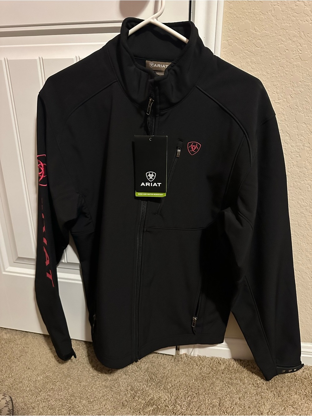 Ariat Black Softshell Jacket with Pink Shield Logo